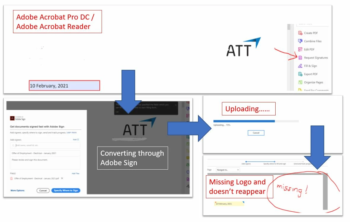 Image in document goes missing when converting doc from Acrobat to ...