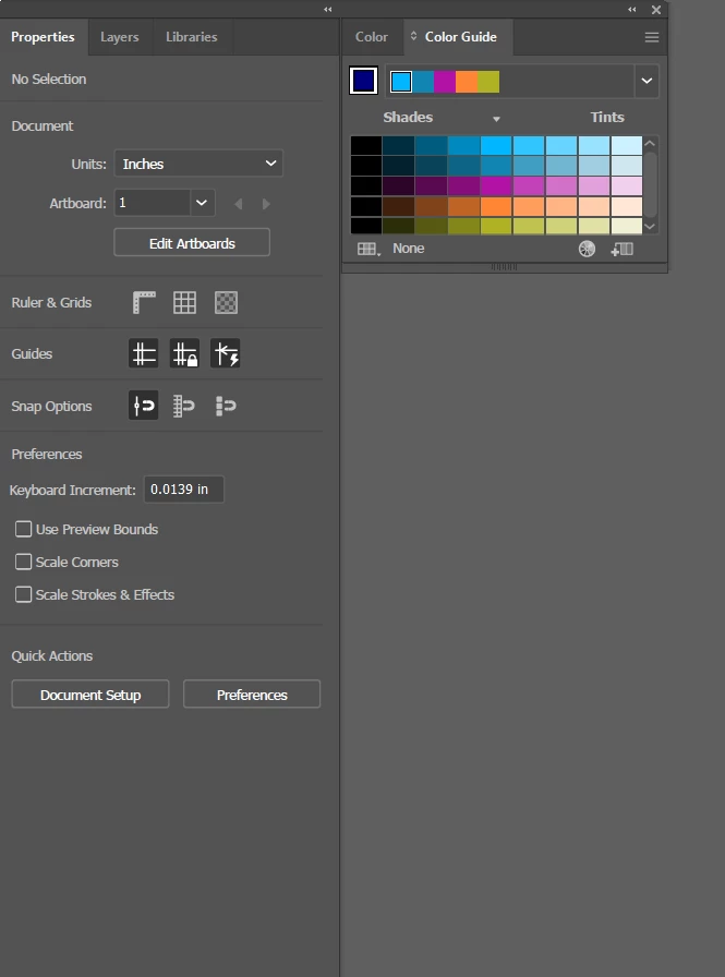 Panels stuck Together (specifically, Properties and Color Guide ...