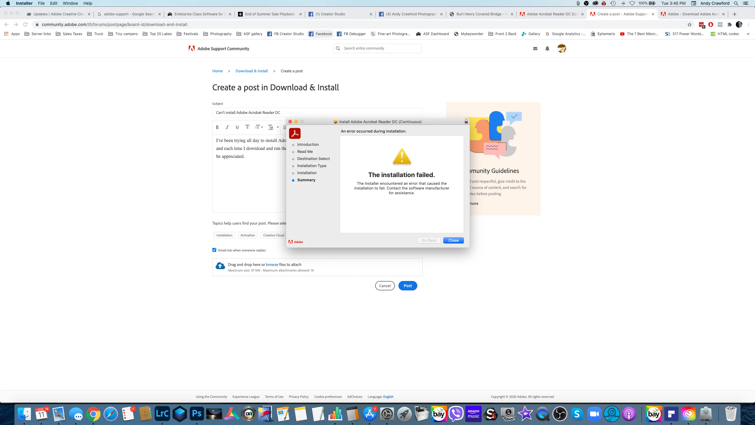 Can't install Adobe Acrobat Reader DC | Community