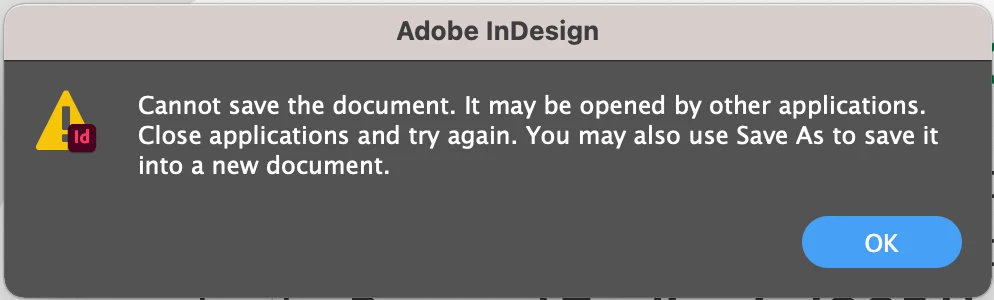 InDesign wont save/update file on a server (ok on desktop). Since Big ...