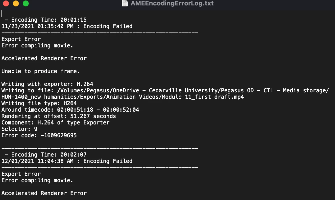 After Effects, Media Encoder Export Fails | Community