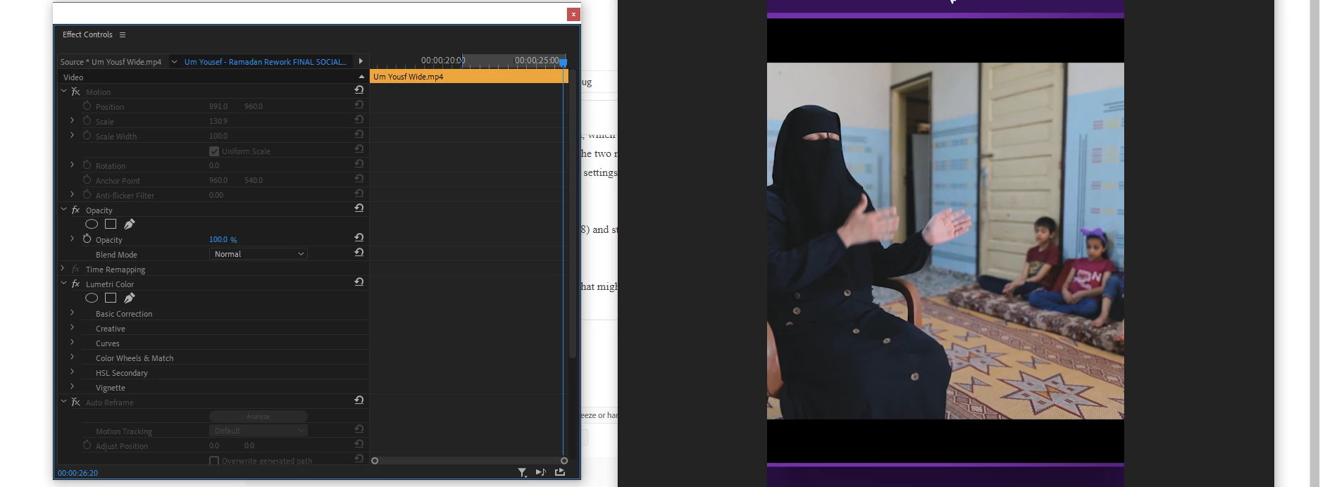 Copied sequence, changing parameters of new sequence motion settings ...