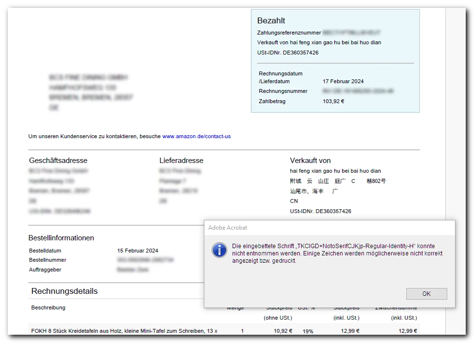 Cannot extract the embedded font ... | Community