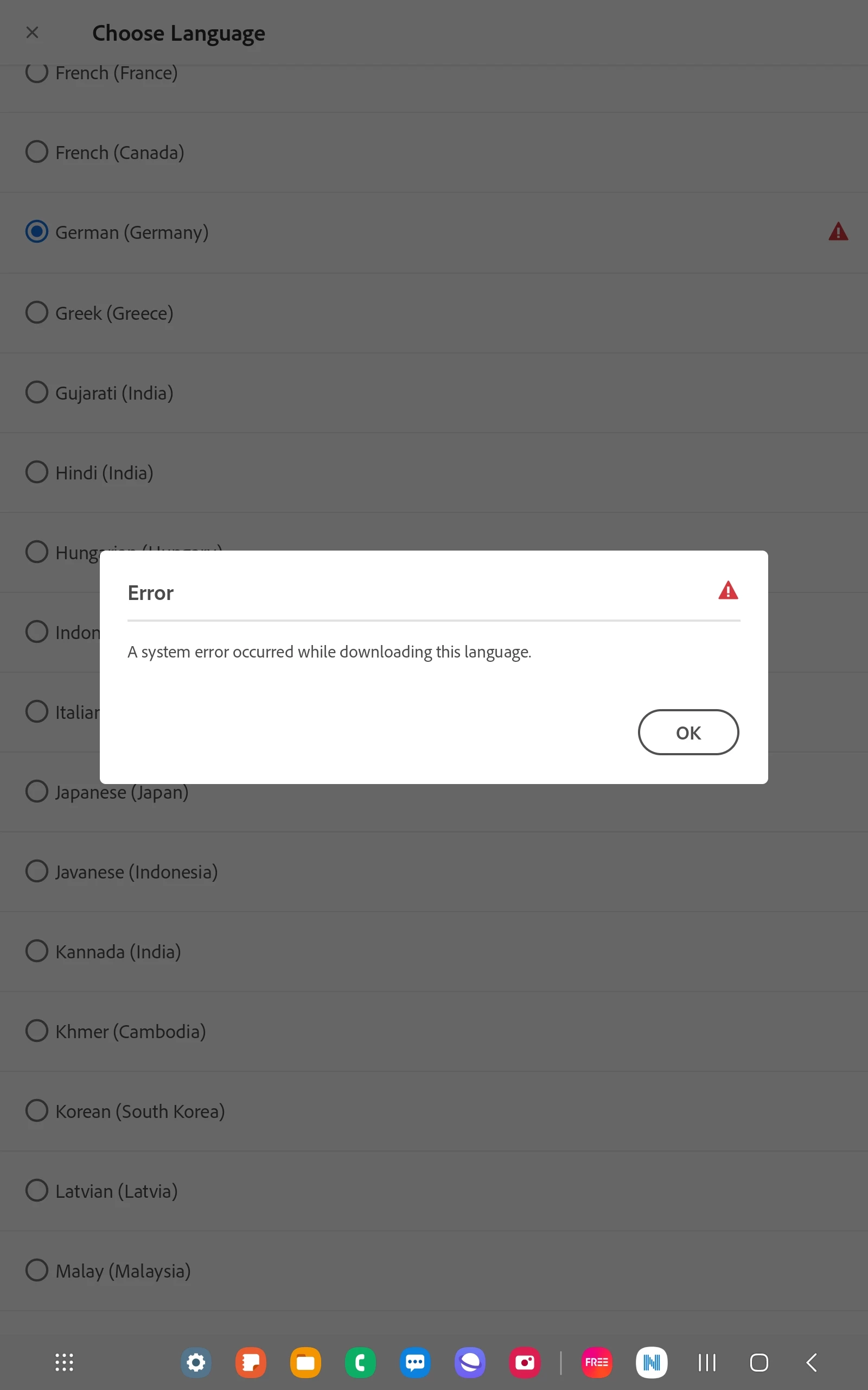 Read aloud an error occured while downloading this language | Community