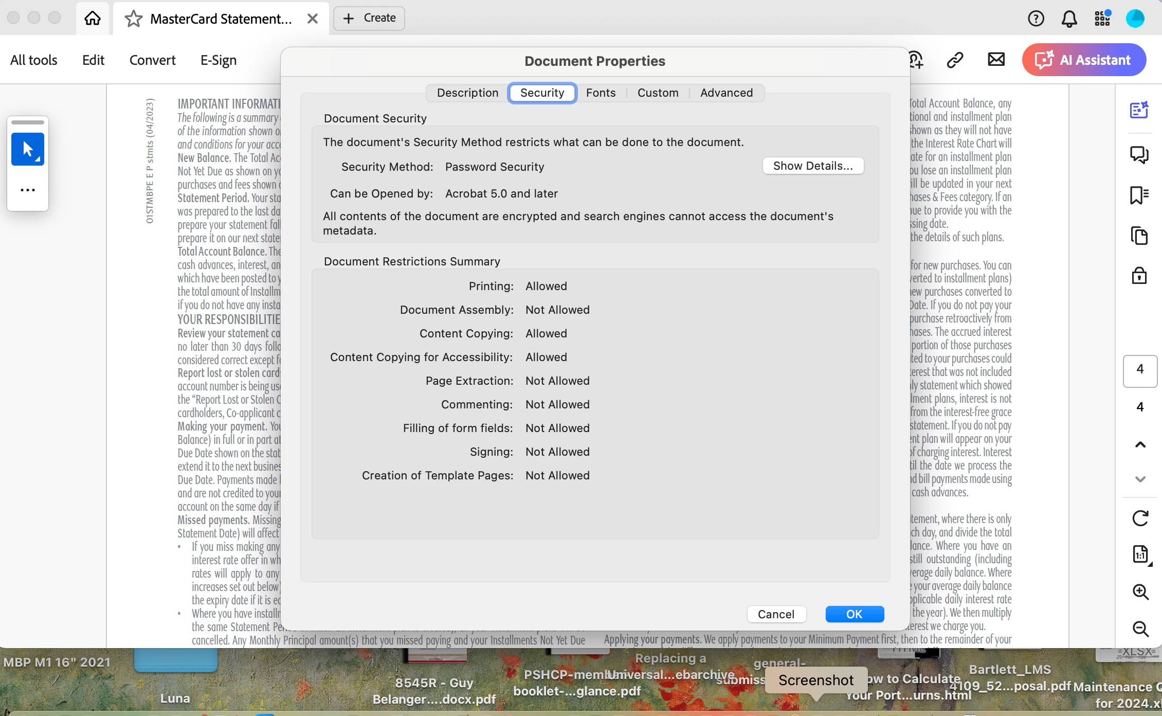 Adobe Acrobat Reader on my Mac Book Pro M1 with OS Sonoma 14.4.1 ...