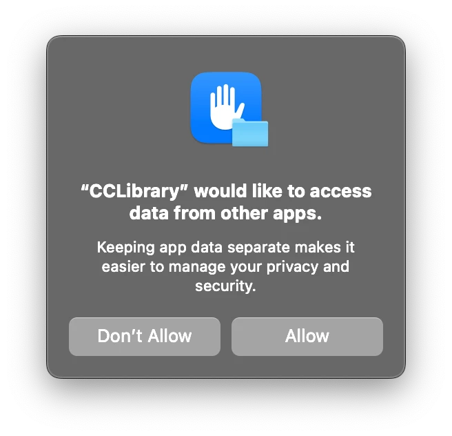 CC Library asks for permission every time I restart my Mac | Community