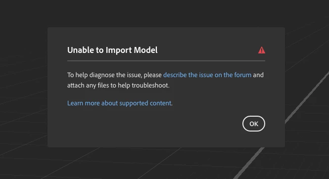 .OBJ file won't load - Unable to Import Model | Community
