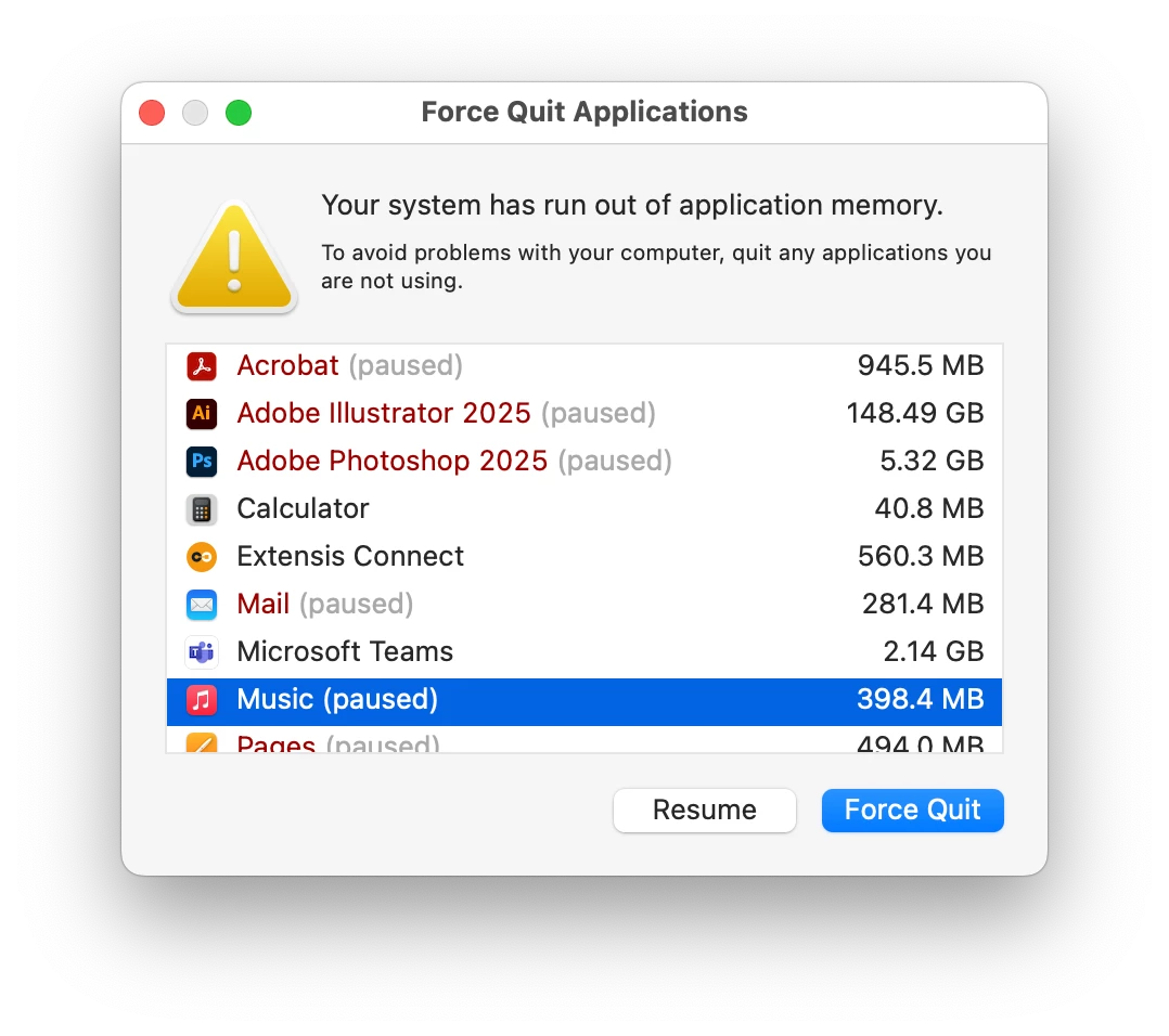 Memory Illustrator Illustrator Using Excessive Memory on M4 Mac Mini Causing