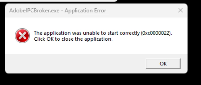 Persistent error message appears stating: 
