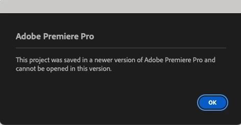 "This project was saved in a newer version of..." when you have the ...