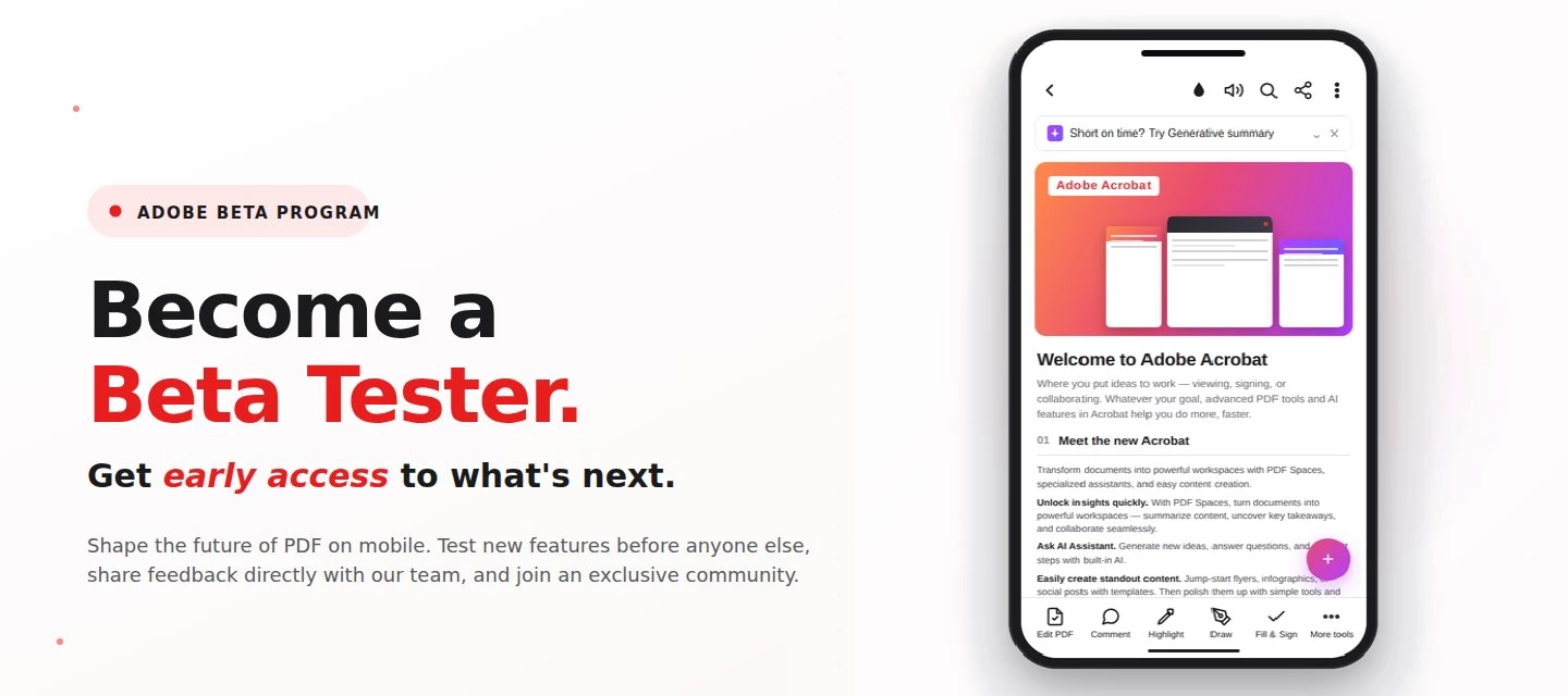 One tap, early access: The Acrobat Reader beta (Android) explained