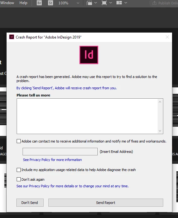 Adobe InDesign 2019 crashes when opening a new document on Windows 10 ...