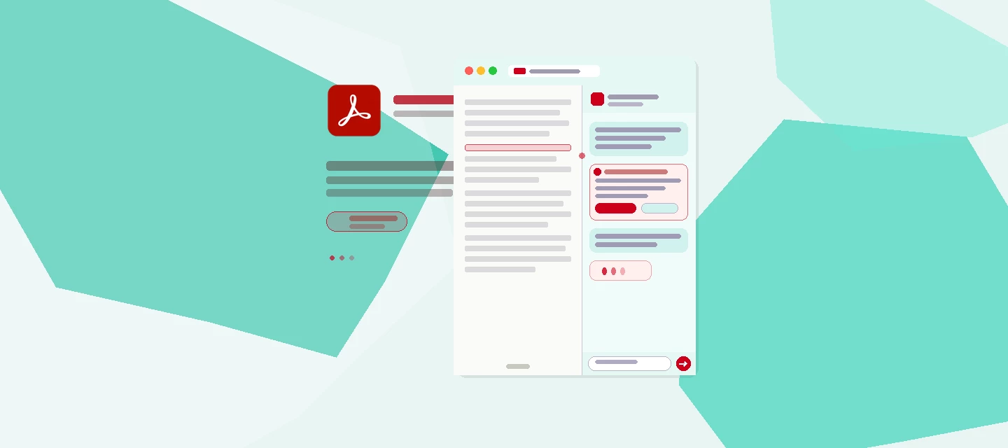 Adobe Acrobat open on desktop showing a PDF document alongside the AI Assistant chat panel