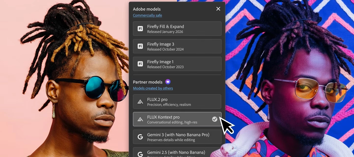 Gemini (Nano Banana) and Flux Kontext Pro models now in Photoshop MAX update 27.0