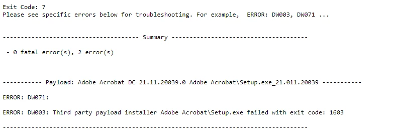Error while installing Acrobat DC | Community