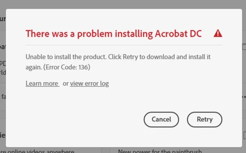 Error while installing Acrobat DC | Community