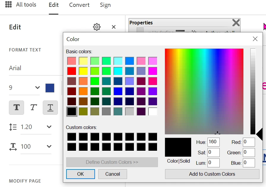 Font Color Code Picture Unable to see RGB value font in adobe pro | Community