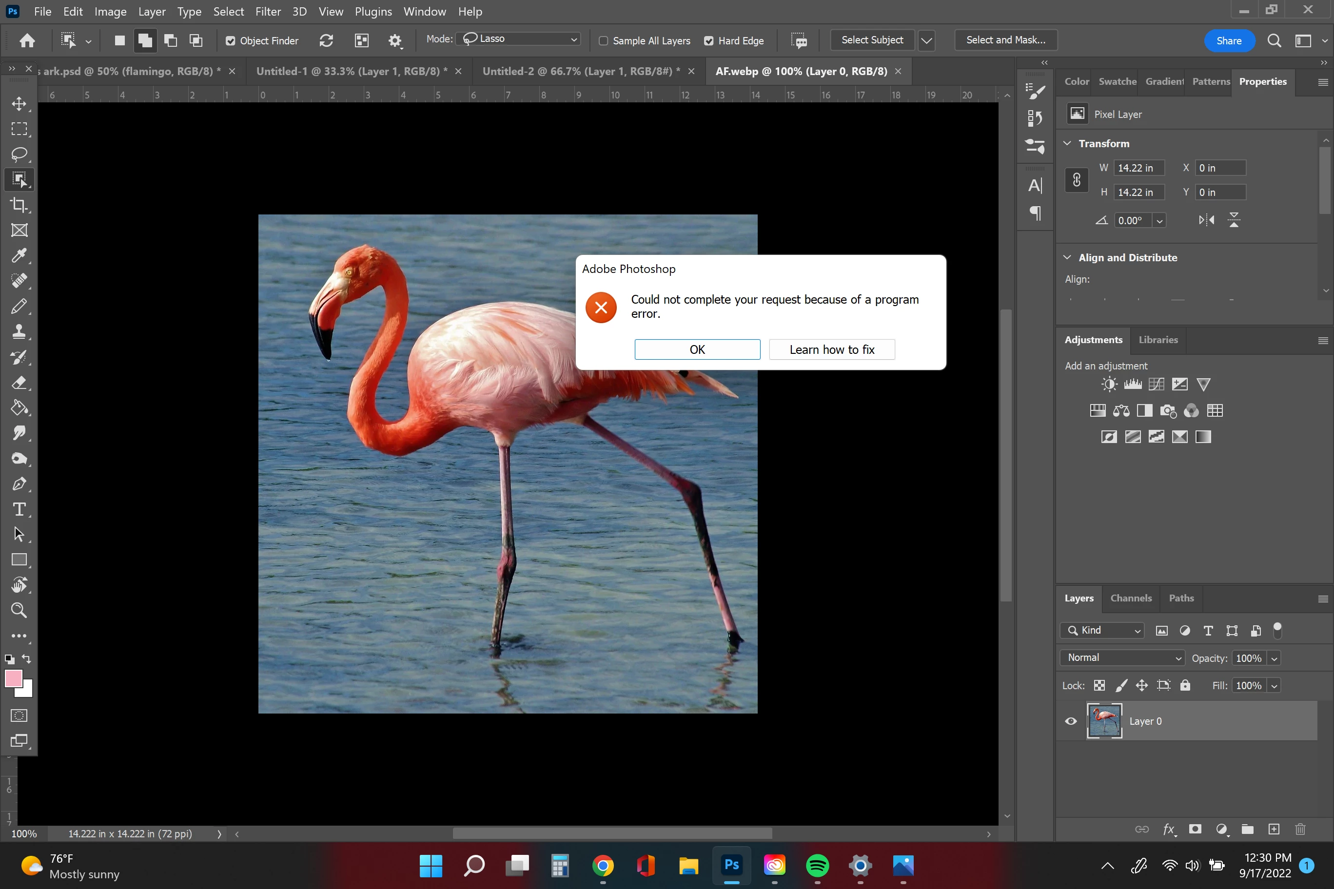Object selection tool program error with .webp files | Community