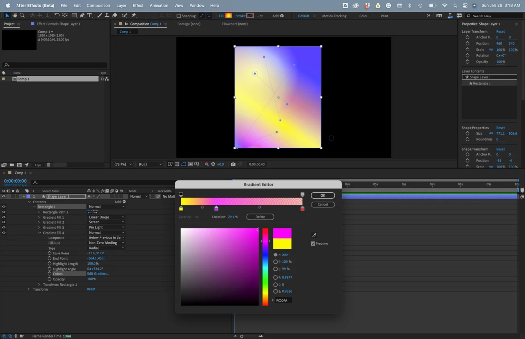 How to use After Effects to animate mesh gradient anchor points made in ...