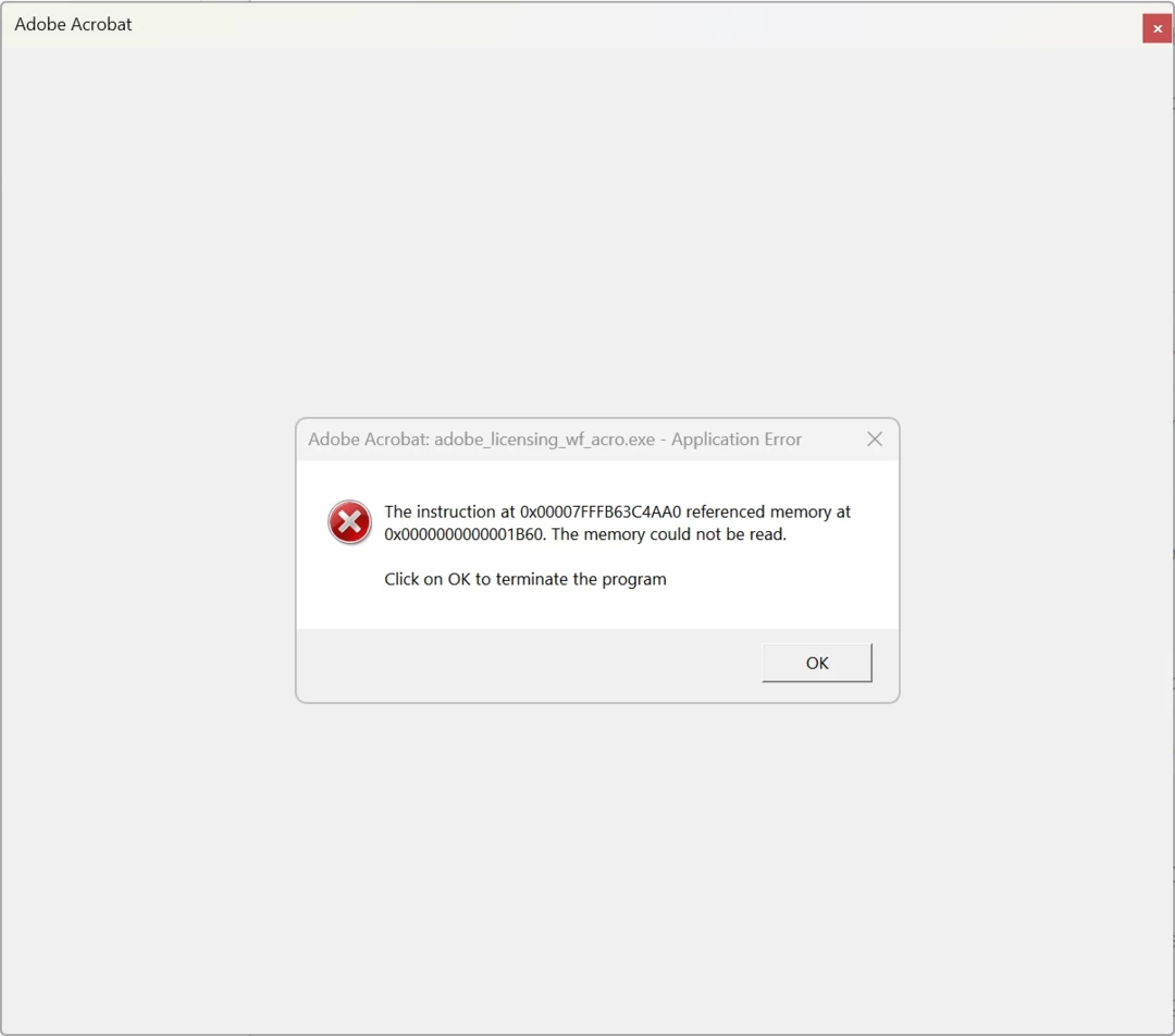 Application error to launch Acrobat Pro | Community
