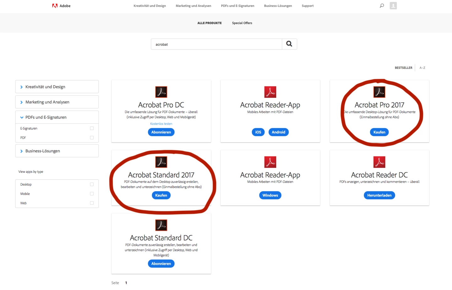 Difference between Adobe Acrobat 2017 Standard vs Pro ? | Community