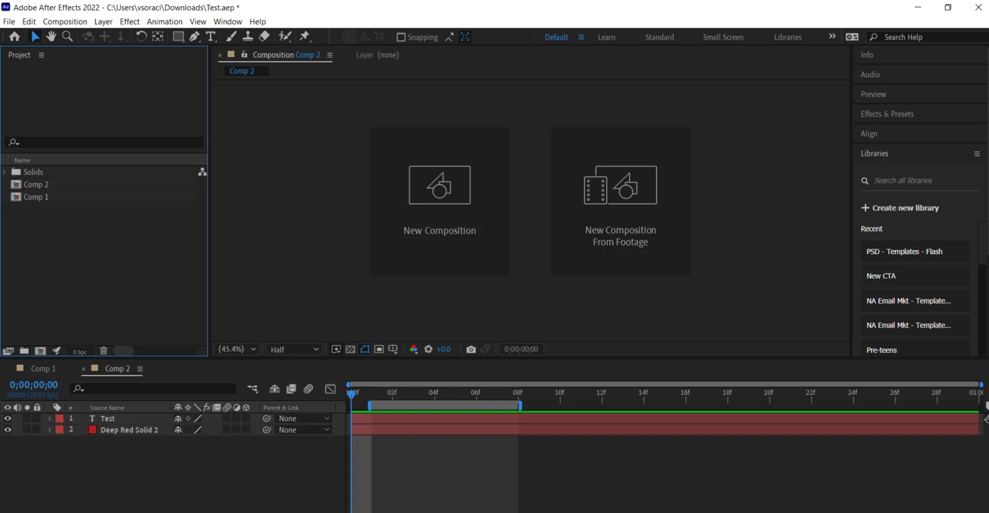 Composition window doesn't display anything | Community