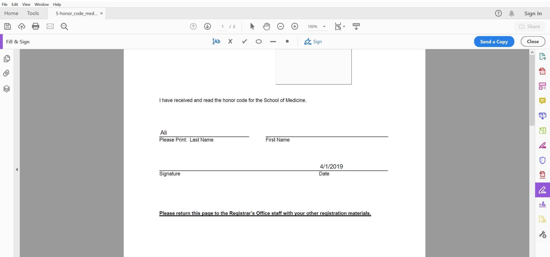 'Fill and Sign' not working | Community