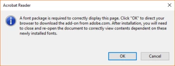Acrobat Reader DC requires a font package to correctly display a .pdf ...