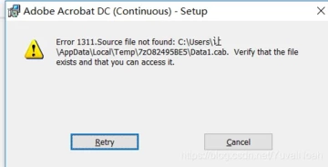 Adobe Acrobat DC installation Failed with Error 1311 | Community