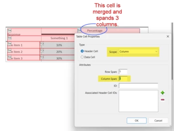 Table accessibility issues cells appear merged (shouldn't) and going ...