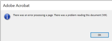Error message when open pdf : There was an error processing a page ...