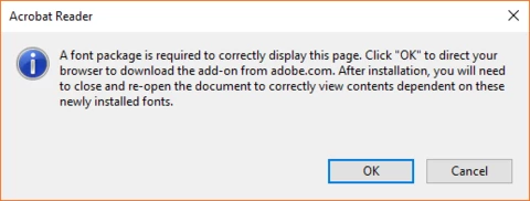 Acrobat Reader DC requires a font package to correctly display a .pdf ...
