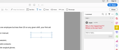 Text on pdf disappearing using the Text feature when using the Comment ...