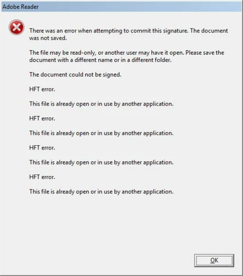 Adobe Reader HFT error when signing PDF Documents | Community