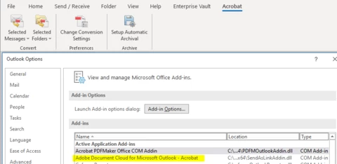 Disable Document Cloud Outlook Add-in | Community