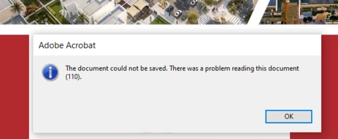 Error - The document could not be saved. There was a problem reading ...