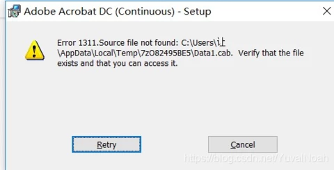 Adobe Acrobat DC installation Failed with Error 1311 | Community