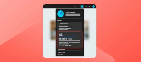 Red gradient background with a screenshot of an Adobe Account including the quota of generative credits