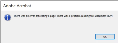 Error message when open pdf : There was an error processing a page ...