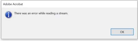 Error message when open pdf : There was an error processing a page ...