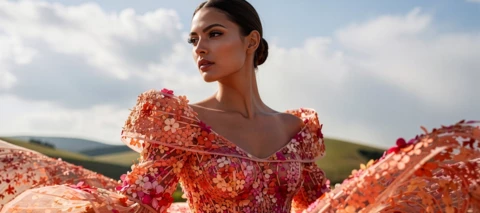A woman in a AI generated dress