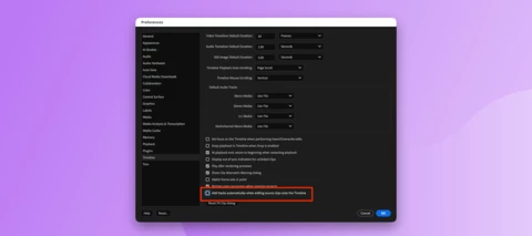 Add tracks automatically when editing source clips