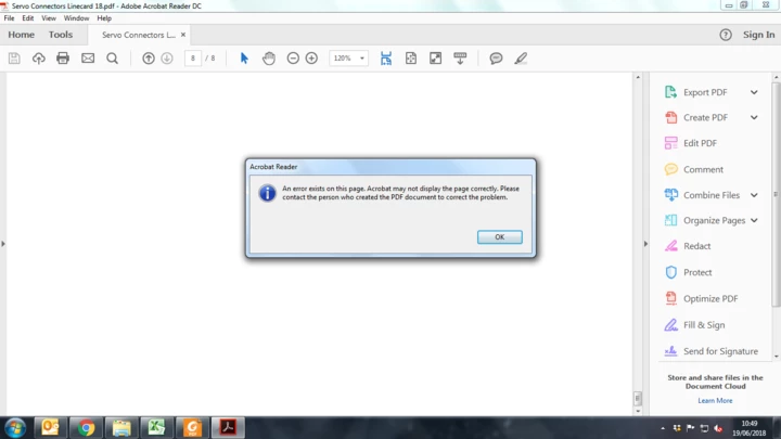 An error exists on this page. Acrobat may not display the page ...