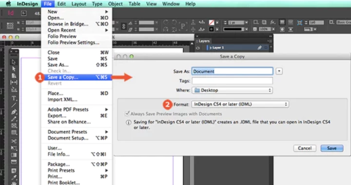 Indesign File Save How to downsave an InDesign file to open it in an older version | Community
