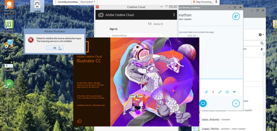 Failed to initilize the license abstraction Layer. Illustrator CC V22.1 ...
