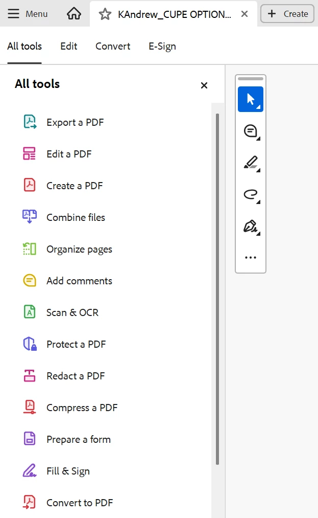 Menu Seeable Sidebar menu/tools Disappears in New Acrobat Experience | Community