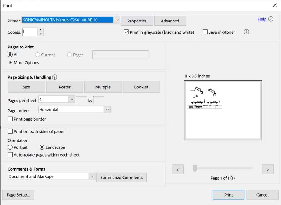 Adobe Acrobat isn't printing Multiple pages on one sheet | Community
