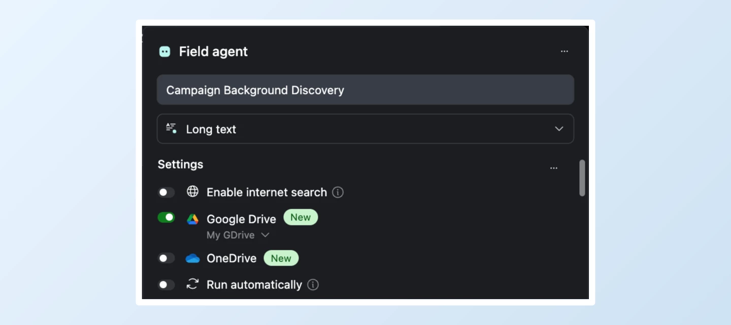 Introducing Google Drive and OneDrive connectors for Field Agents
