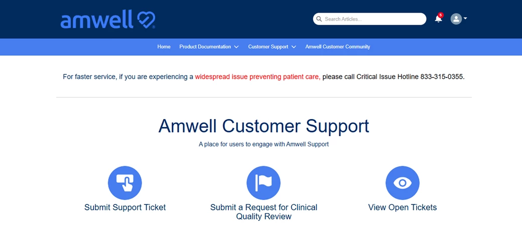 How to use the Amwell Customer Support Portal