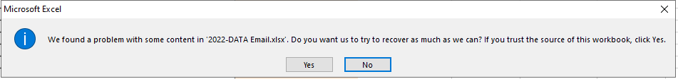 This are the pop up when i opened the excel file